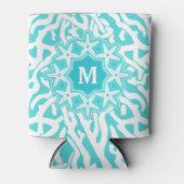 Beach Coral Reef Starfish | Aqua Blue | Monogramm Dosenkühler (Vorderseite)