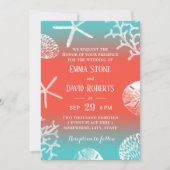 Beach Coral Reef Starfish Tropical Wedding Einladung (Vorderseite)