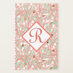 Beach Coral Seashells Custom Monogram Planer
