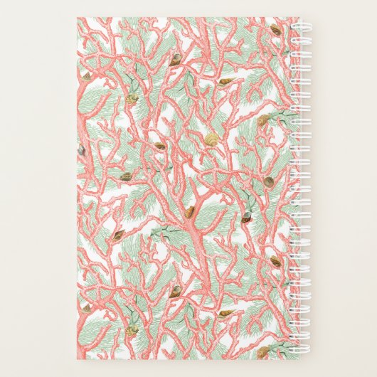 Beach Coral Seashells Custom Monogram Planer (Rückseite)