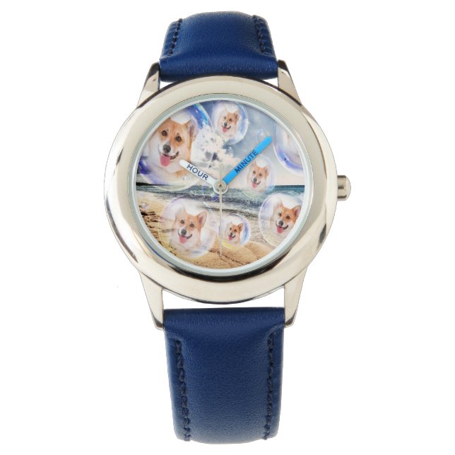 Beach Corgis Armbanduhr (Vorderseite)