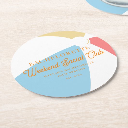 Beach Country Club | Bachelorette Runder Pappuntersetzer (Angewinkelt)