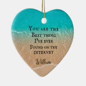 Beach couple photo Valentine Keramik Ornament (Rechts)