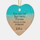 Beach couple photo Valentine Keramik Ornament (Links)