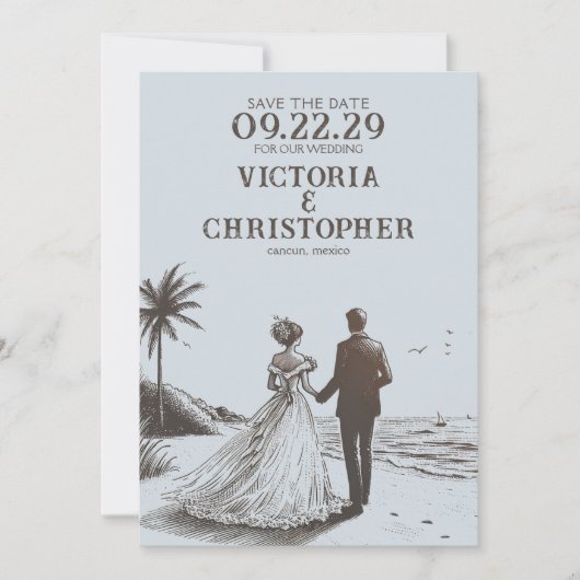 Beach Couple Save the Date (Vorderseite)
