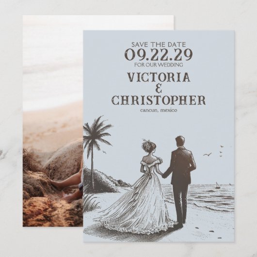 Beach Couple Save the Date (Vorne/Hinten)