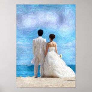 Beach Couple Wedding Digital Art Poster