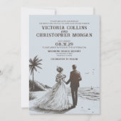 Beach Couple Wedding Einladung (Vorderseite)