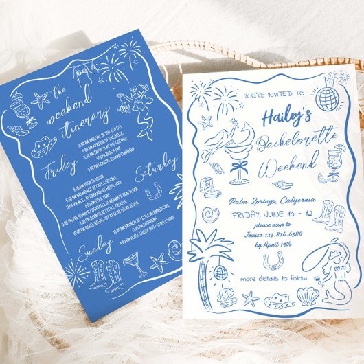Beach Cowgirl Bachelorette Hen Weekend Einladung