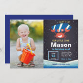 Beach Crab Birthday Einladung mit Foto (Vorne/Hinten)