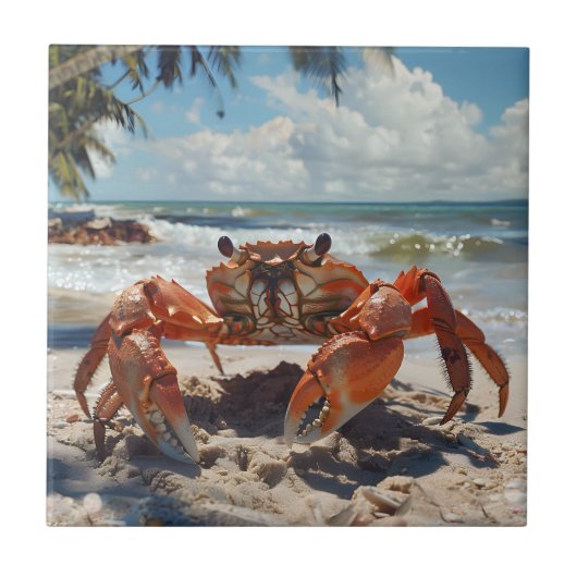 Beach Crab Keramik Tile Fliese (Vorderseite)