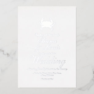 Beach Crab Script Hochzeit gepresste Foil Einladun Folieneinladung