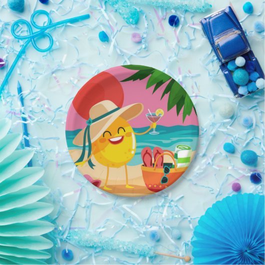 "Beach Crazy" Round Paper Plate Pappteller (Party)