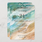 Beach Cream Aqua Ocean Geburtstag Einladung (Vorne/Hinten)