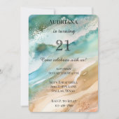 Beach Cream Aqua Ocean Geburtstag Einladung (Vorderseite)