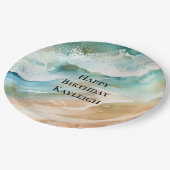 Beach Cream Aqua Ocean Geburtstag Pappteller (Schrägansicht)