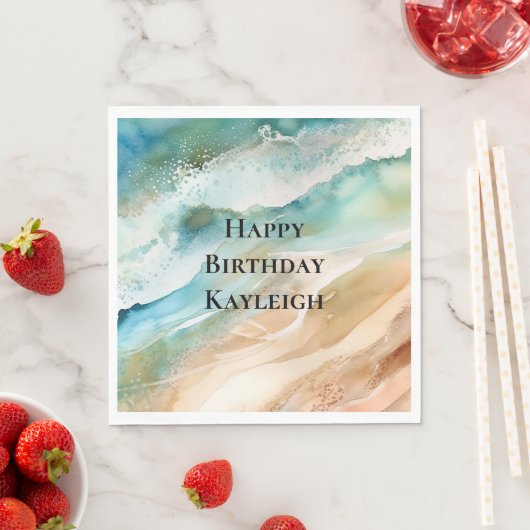 Beach Cream Aqua Ocean Geburtstag Serviette (Beispiel)