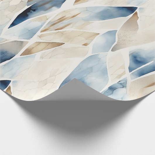 Beach Cream Blue Abstrakt Geschenkpapier (Ecke)