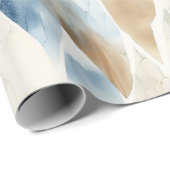Beach Cream Blue Abstrakt Geschenkpapier (Rolleneckpunkt)