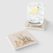 Beach Cream Sand Castle Steinuntersetzer (Seitenansicht)