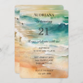 Beach Cream Türkis Aqua Ocean Geburtstag Einladung (Vorne/Hinten)