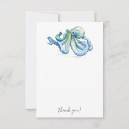 Beach Danke, Cards Blue Watercolor Octopus Dankeskarte