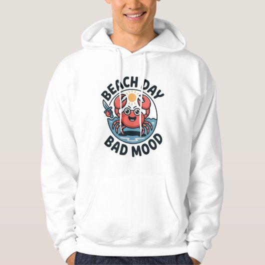 Beach Day Bad Mood – Funny Crab Cartoon Summer T‑S Hoodie (Vorderseite)