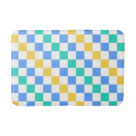 Beach day diagonal checkerboard pattern badematte