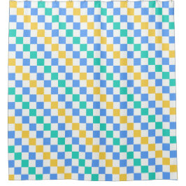 Beach day diagonal checkerboard pattern duschvorhang
