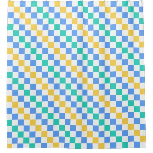 Beach day diagonal checkerboard pattern duschvorhang (Vorderseite)