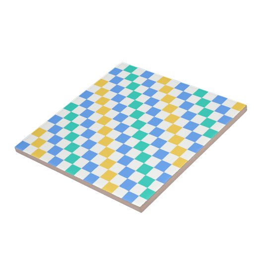 Beach day diagonal checkerboard pattern fliese (Seite)