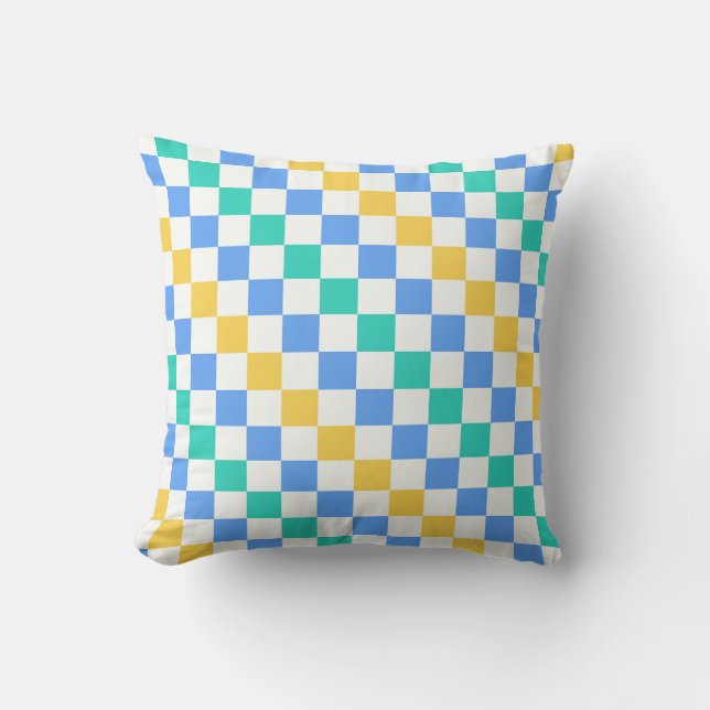 Beach day diagonal checkerboard pattern kissen (Vorderseite)