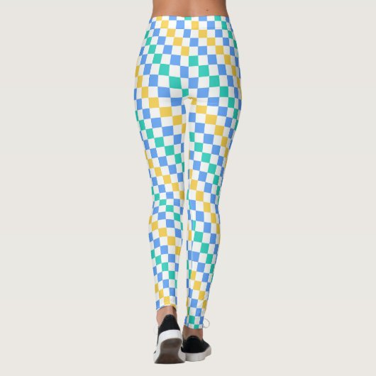 Beach day diagonal checkerboard pattern leggings (Rückseite)