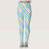 Beach day diagonal checkerboard pattern leggings (Vorderseite)