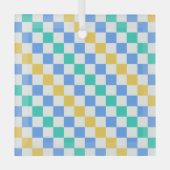 Beach day diagonal checkerboard pattern ornament aus glas (Vorderseite)