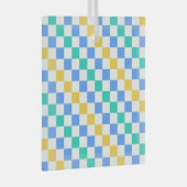 Beach day diagonal checkerboard pattern ornament aus glas (Vorderseite Rechts)