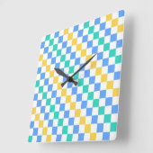 Beach day diagonal checkerboard pattern quadratische wanduhr (Winkel)