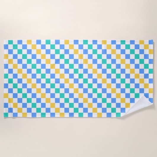 Beach day diagonal checkerboard pattern strandtuch (Vorderseite)