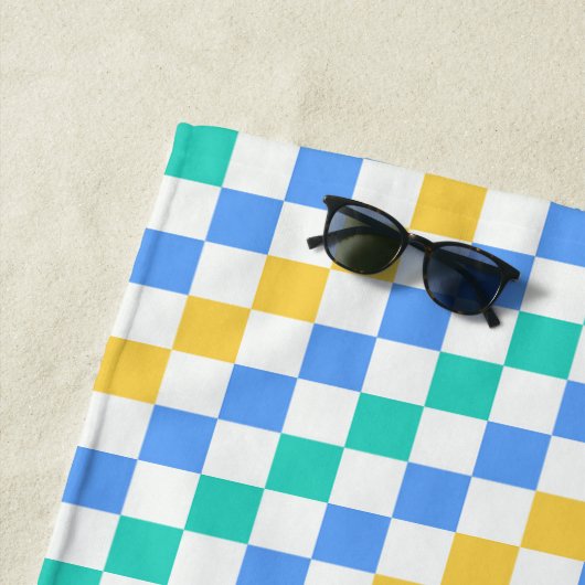 Beach day diagonal checkerboard pattern strandtuch (Beispiel)