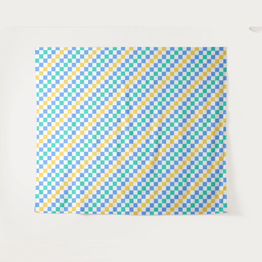 Beach day diagonal checkerboard pattern wandteppich (Vorderseite (Horizontal))