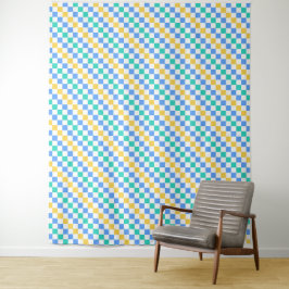 Beach day diagonal checkerboard pattern wandteppich