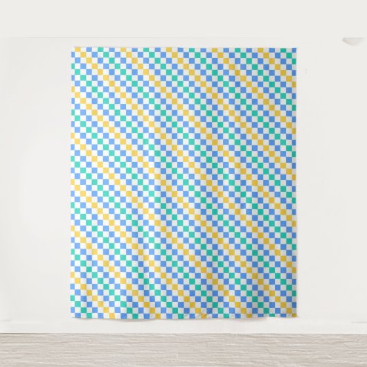 Beach day diagonal checkerboard pattern wandteppich (Vorderseite)