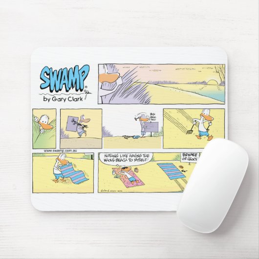 Beach Day Funny Duck Cartoon Mouse Pad Mousepad (Mit Mouse)