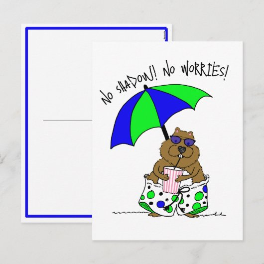 Beach Day Groundhog Feiertagspostkarte (Vorne/Hinten)