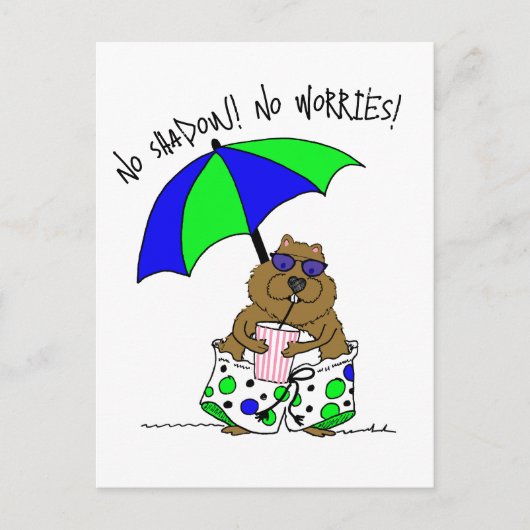 Beach Day Groundhog Feiertagspostkarte (Vorderseite)