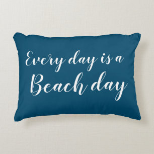 Beach Day Navy Script Beach Accent Pillow Dekokissen