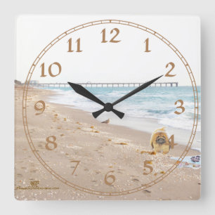 Beach Day Quadratische Wanduhr