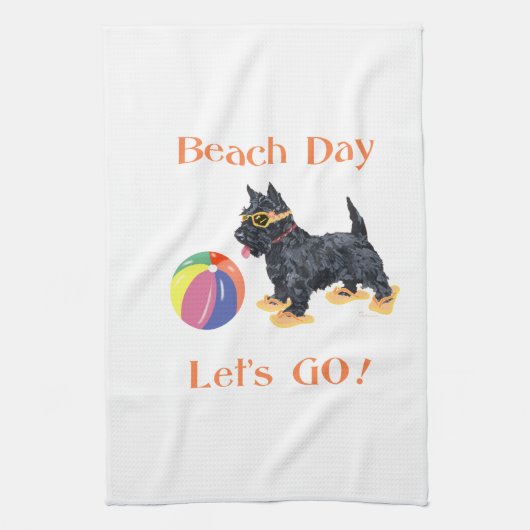 Beach Day Scottie Dog Geschirrtuch (Vertikal)