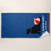 Beach Days Black Dog Blue Whales Beach Handtuch (Vorderseite)