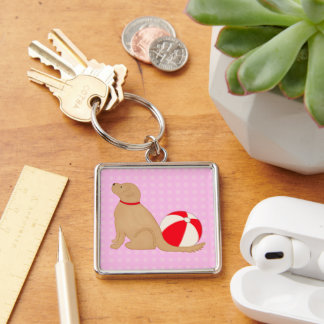 Beach Days Dog Candy Cotton Pink Key Chain Silver Schlüsselanhänger
